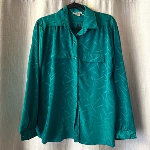 NWOT All Hours Green Button Up Shirt